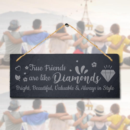 Friendship Gift: Engraved Slate Plaque with Jute Rope