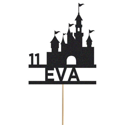 Personalised Glitter Princess Castle Cake Topper: Birthday Party Decoration