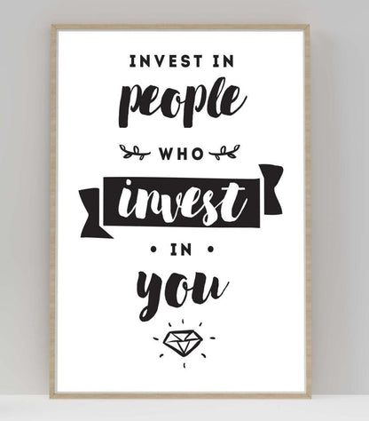 Inspirational Quote Poster: Invest In People - Office Wall Art