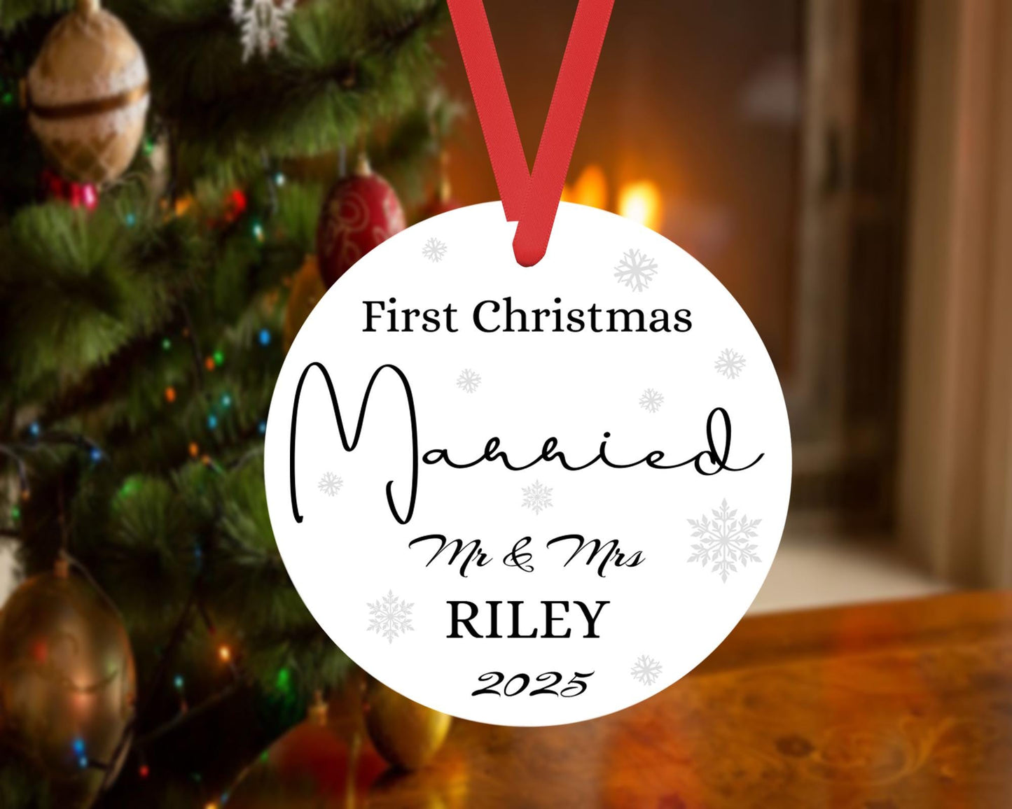 Personalised First Christmas Married Bauble Xmas Hanging Ceramic Ornament Gift