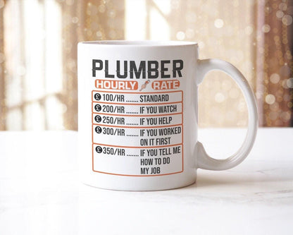 Plumber Hourly Rate - Novelty Coffee Mug & Coaster, Plumber Joke Tea Cup Gift