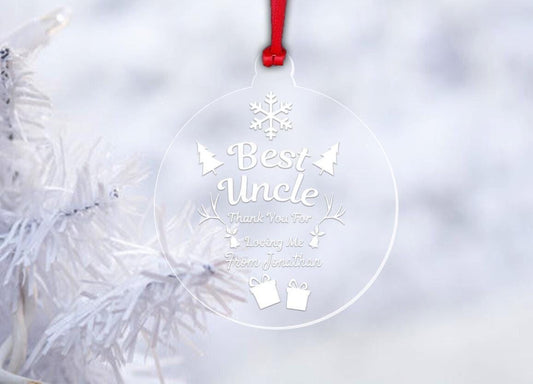 Personalised Best Uncle Auntie Christmas Bauble Custom Name Keepsake Gift