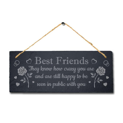 Best Friend Know Hanging Slate Plaque Friendship Day Gift How Crazy You Are Sign