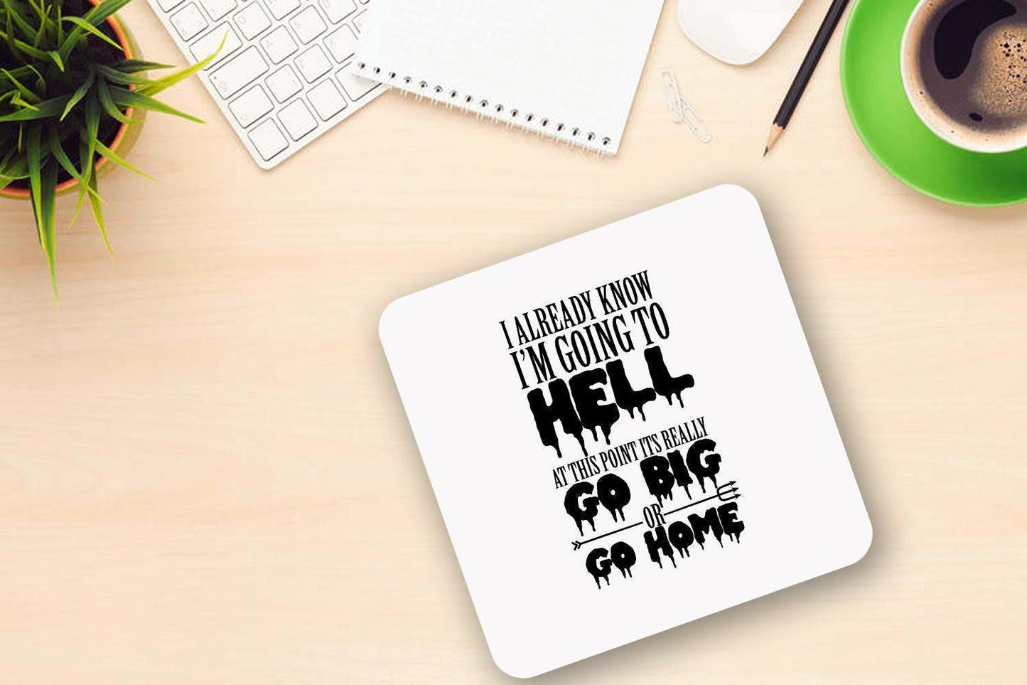 Funny 'Going to Hell' Novelty Mug & Coaster Set