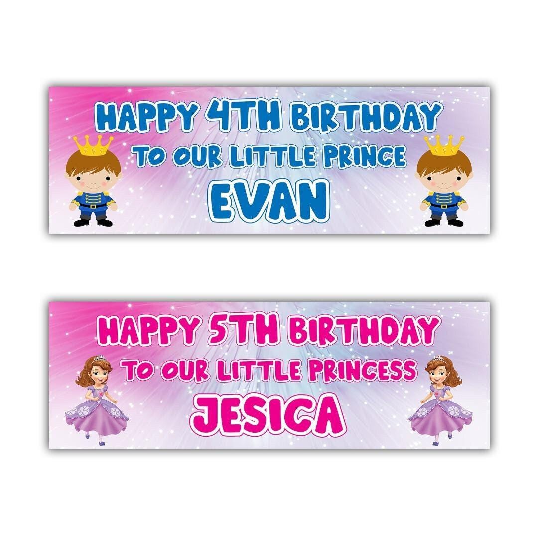Personalised Little Prince/Princess Birthday Banner: Custom Name & Age (2-Pack)