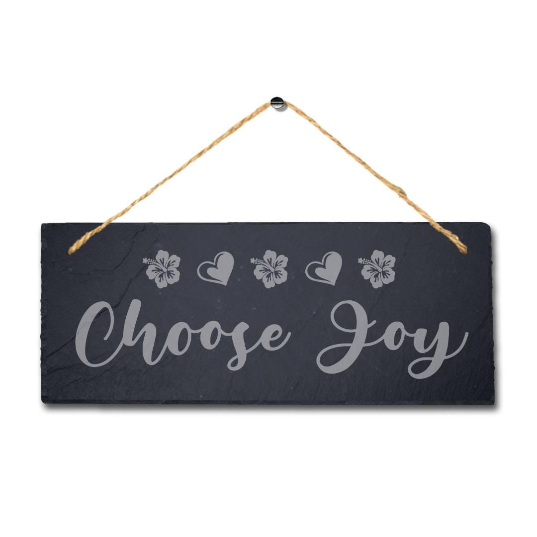 Choose Joy Laser Engraved Hanging Slate Garden Home Decor Plaque Sign