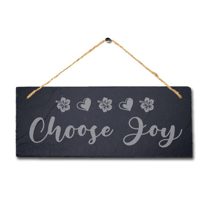 Choose Joy Laser Engraved Hanging Slate Garden Home Decor Plaque Sign
