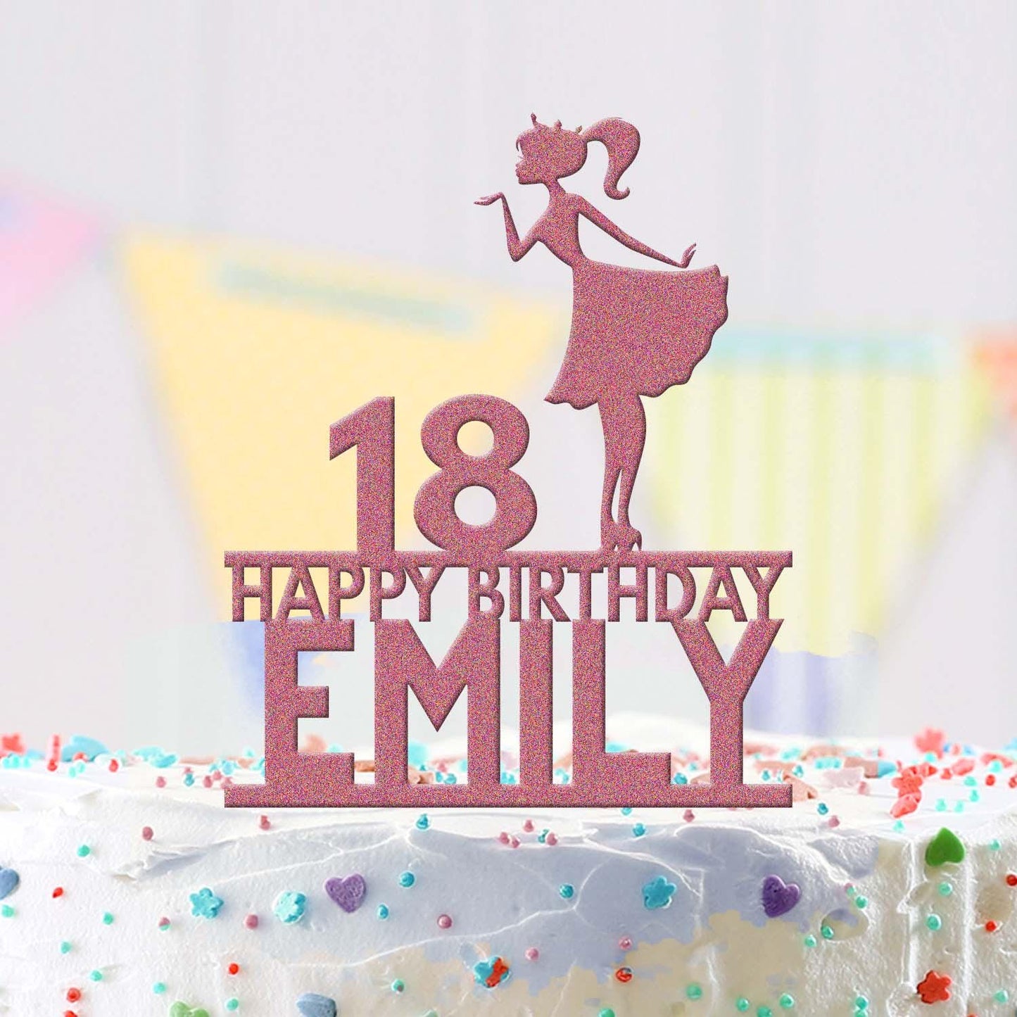 Personalised Acrylic Stylish Girl Party Birthday Cake Topper Decoration Gift