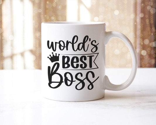 Worlds Best Boss Mug Funny Ceramic Novelty Mug & Coaster Coffee Tea Cup Gift Office Workspace