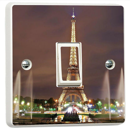 Paris Night Eiffel Tower 3d Light Switch Sticker Cover Vinyl Skin Wall Decal
