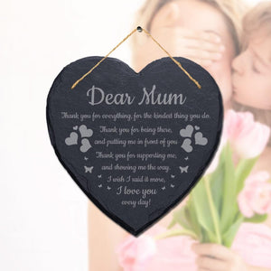 Personalised Mothers Day Slate Heart Design Slate Hanging Plaque Sign Ideal Gift