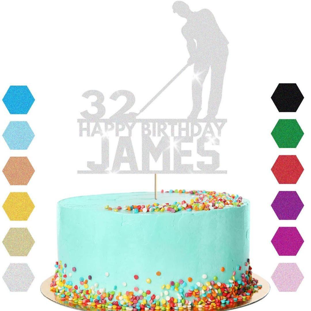 Personalised  Golfer Cake Topper Golf Golfing Birthday Cake Decoration Any Name & Age