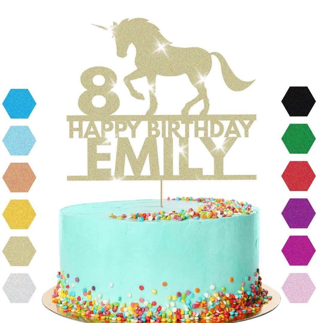 Personalised Unicorn Cake Topper Party Birthday Cake Decoration Any Name & Age