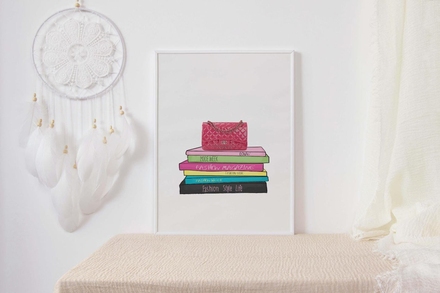 Handbag Books Girls Bedroom Modern Fashion Wall Art Home Room Decor Print Poster