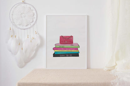 Handbag Books Girls Bedroom Modern Fashion Wall Art Home Room Decor Print Poster