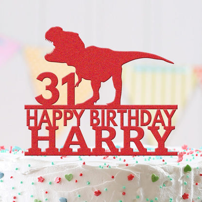 Personalised Acrylic Dinosaur Rex Boys Birthday Cake Topper Decoration Gift