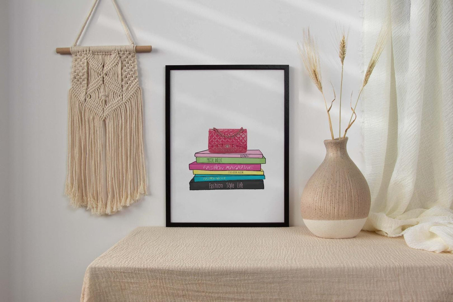 Handbag Books Girls Bedroom Modern Fashion Wall Art Home Room Decor Print Poster