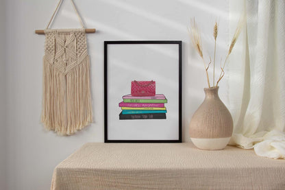 Handbag Books Girls Bedroom Modern Fashion Wall Art Home Room Decor Print Poster