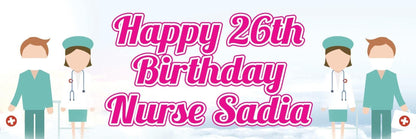 2 Personalised Nurse Birthday Party Celebration Banners Decoration Posters