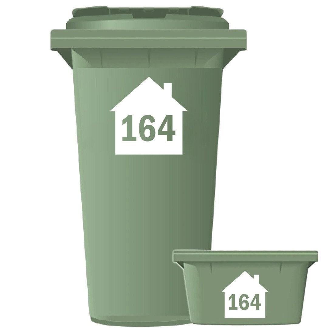 Personalised Wheelie Bin Sticker: House Number, Waterproof Vinyl