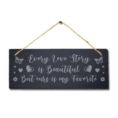 Engraved Slate Love Story Plaque, Rustic Home Decor