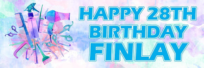 2 Personalised Hair Dresser Birthday Party Celebration Banners Decoration Poster