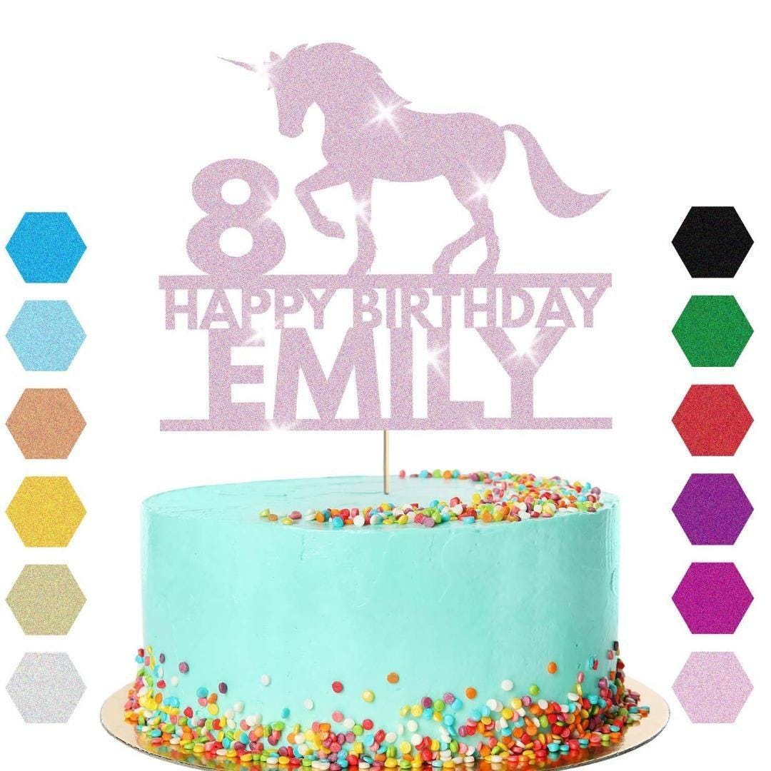 Personalised Unicorn Cake Topper Party Birthday Cake Decoration Any Name & Age