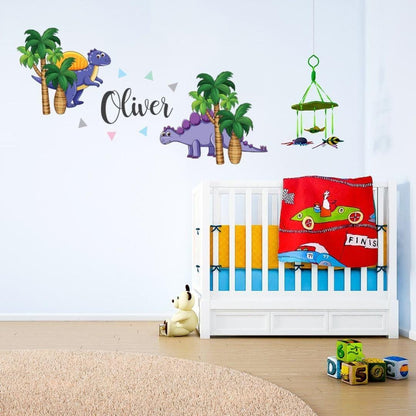Personalised Dinasour Wall Sticker Name Vinyl Decal Girls Kids Nursery Bedroom