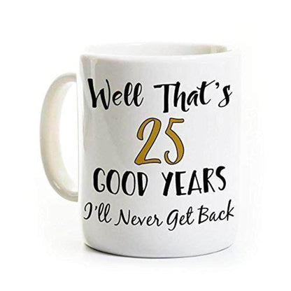 25th Work Anniversary Mug: Personalized Tea Cup Gift, UK Made