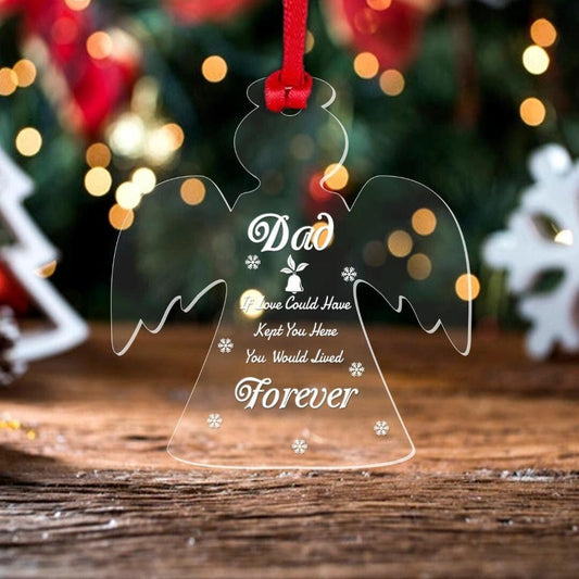 Personalised Memorial Christmas Bauble: Laser Engraved Acrylic Angel