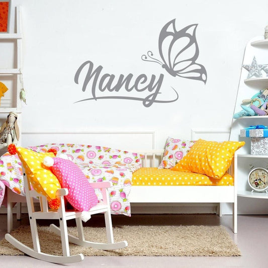 Personalised Butterfly Name Wall Decal - Girls Nursery Vinyl Sticker
