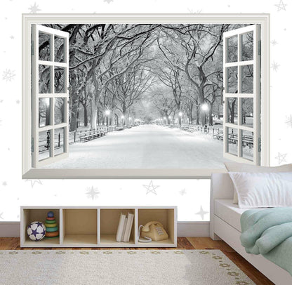 Central Park Window View Wall Decal: NYC 3D Mural