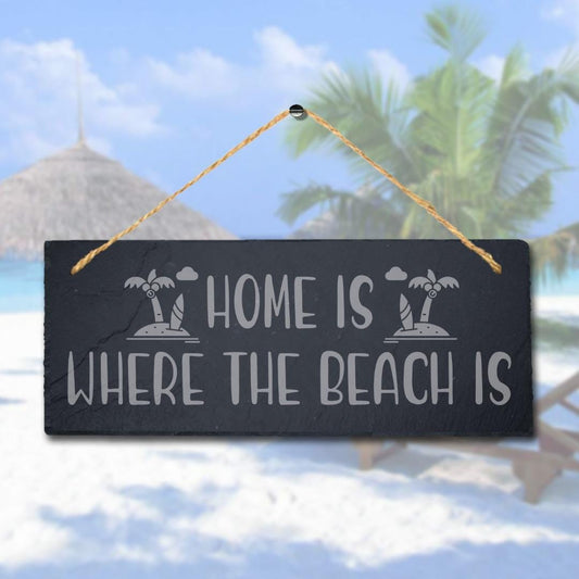 Beach House Slate Sign: Laser Engraved Ocean Decor