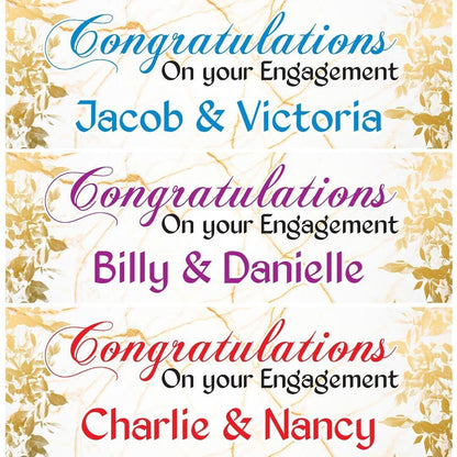 2x Personalised Rose Gold Engagement Party Banners Couples Names Decoration Poster