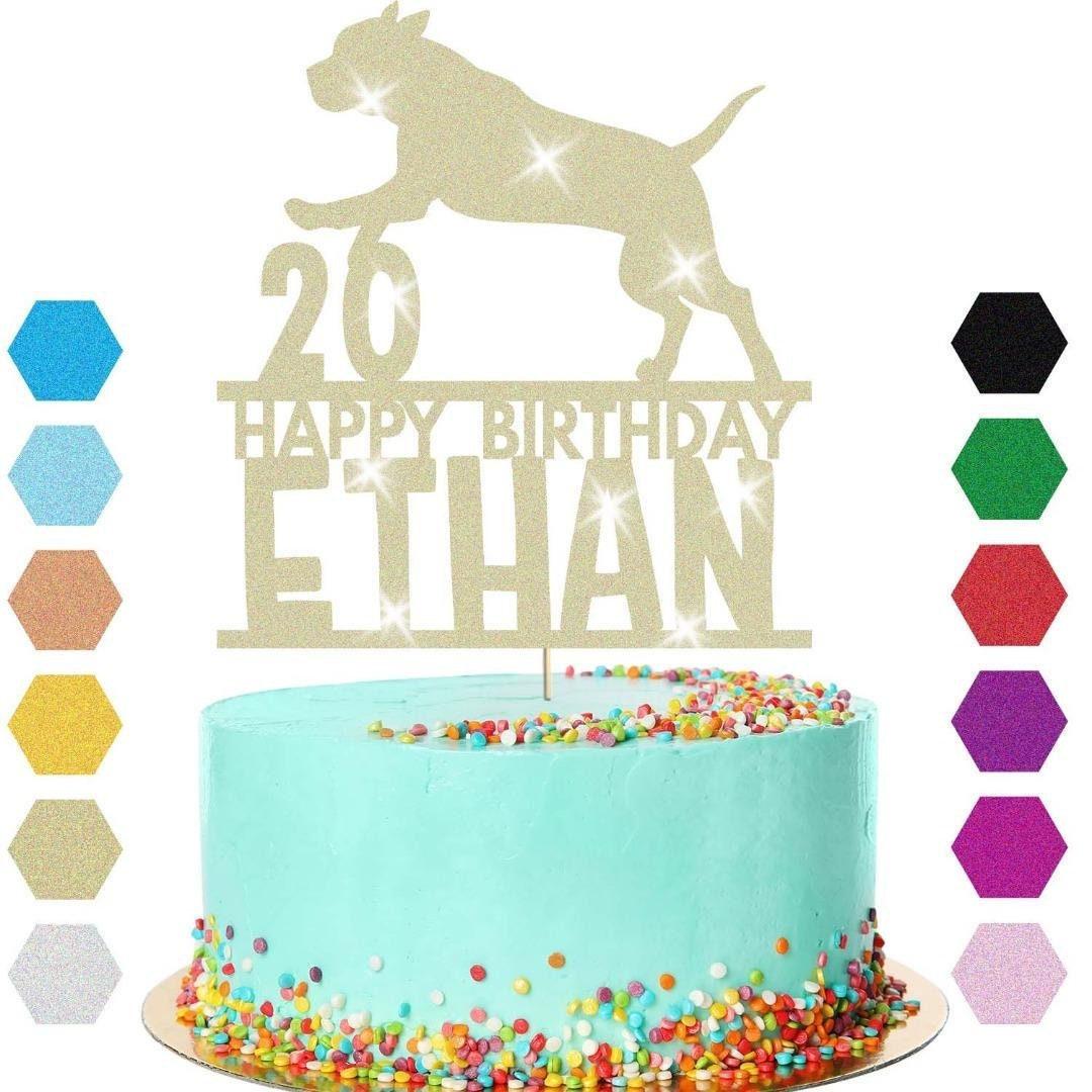 Dog Cake Topper Personalised Pup Puppy Doggy Birthday Decoration Any Name Age