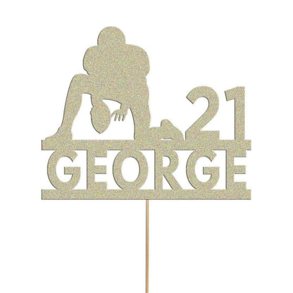 Personalised Glitter Rugby Cake Topper: Any Name & Age