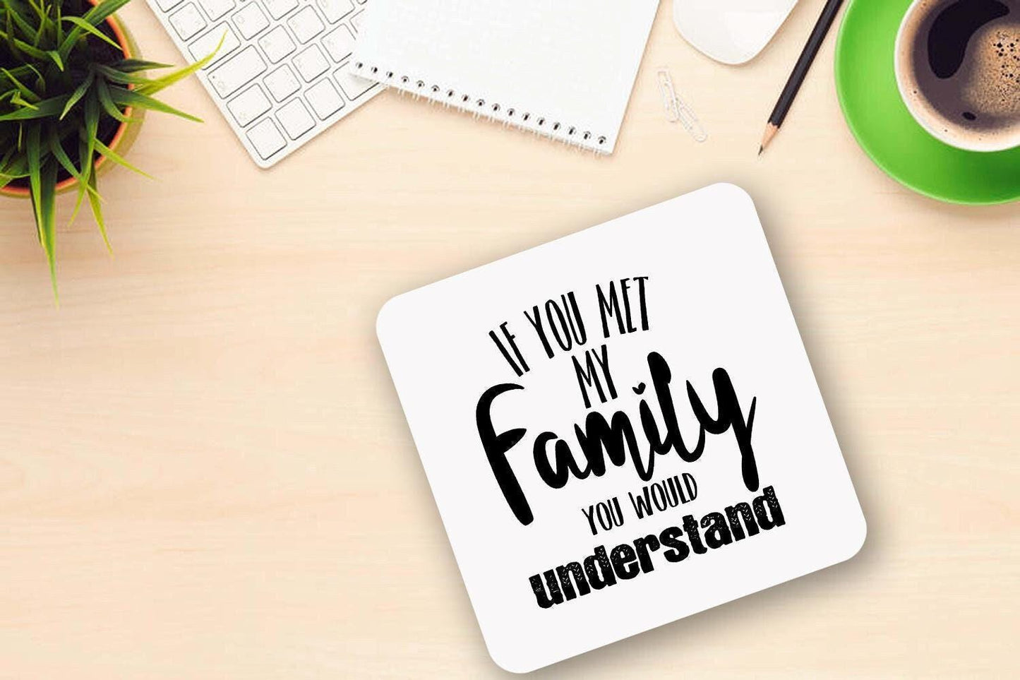 Funny Family Mug & Coaster Set - Novelty Coffee Tea Cup Gift