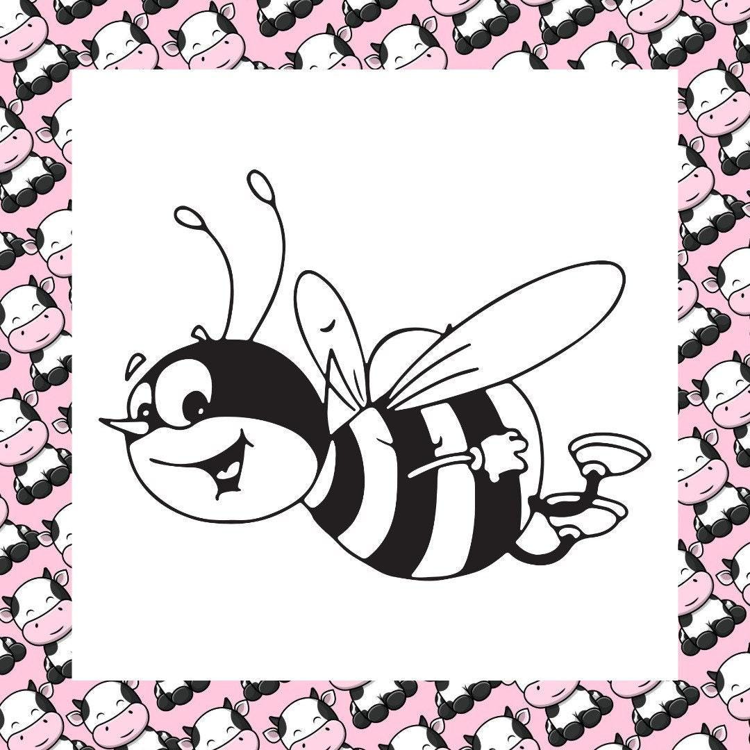 Smiling Bumble Bee Art Window Laptop Fun Sticker Vinyl Decal