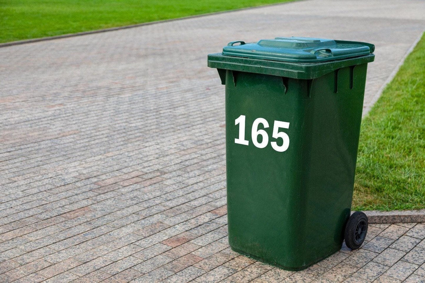 Personalised Number Wheelie Bin Sticker: Waterproof Vinyl Dustbin Decal