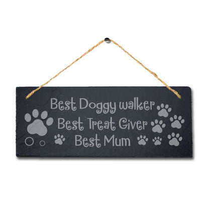 Engraved Slate Dog Sign: Funny Doggy Walker Gift