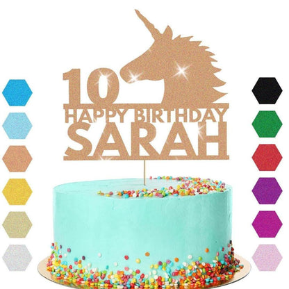 Unicorn Head Cake Topper Personalised Party Birthday Cake Decoration Any Name & Age