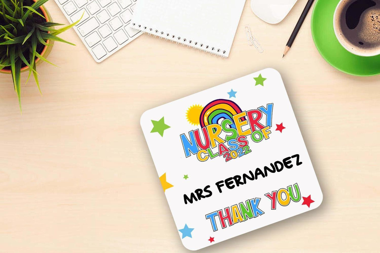 Personalised Teacher Mug And Coaster Gift Set Nursery Class Customise Name Gift