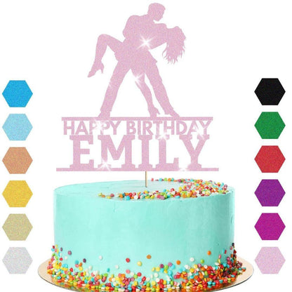 Dancing Couple Cake Topper Personalised Girls Boys Birthday Decoration Any Name