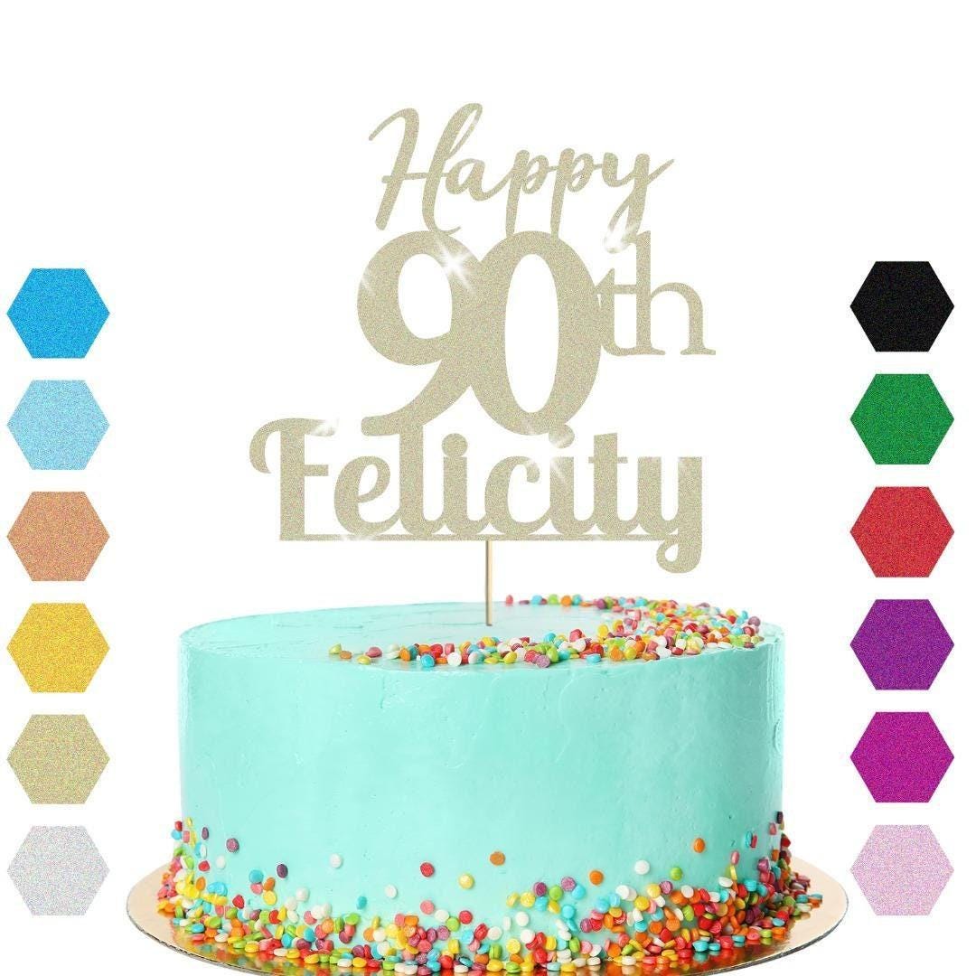 Personalised Name 90th Birthday Glitter Cake Topper Party Cake Decoration Gift