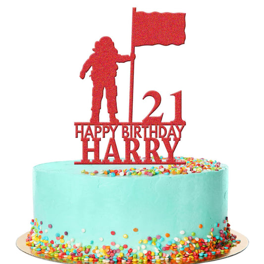 Personalised Acrylic Astronaut Moon Flag Boys Birthday Cake Topper Decoration