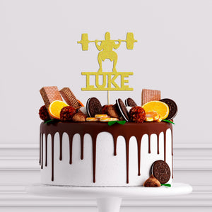 Personalised Weight Lifting Cake Topper: Glitter Gym Birthday Decor
