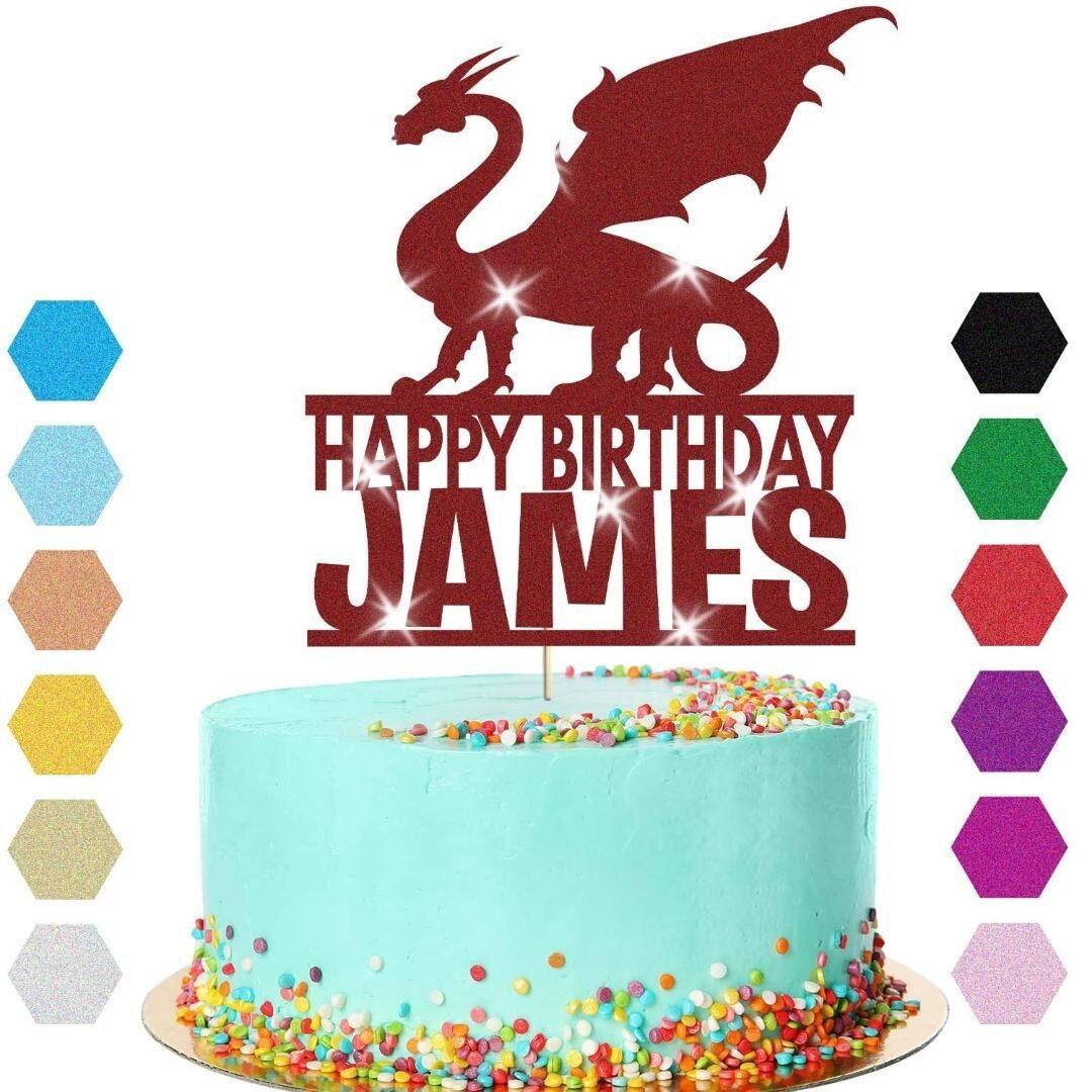 Dragon Fantasy Cake Topper Personalised  Boys Birthday Decoration Any Name