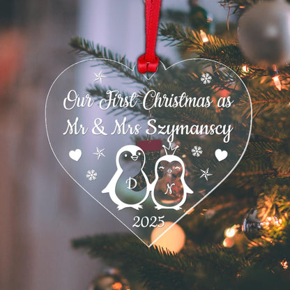 Personalised First Christmas Bauble: Mr & Mrs Acrylic Ornament