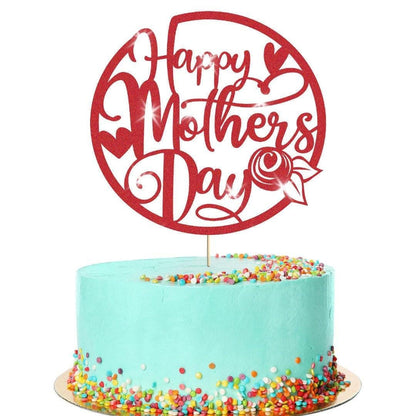 Hearts Design Happy Mothers Day Glitter Cake Topper Birthday Decoration