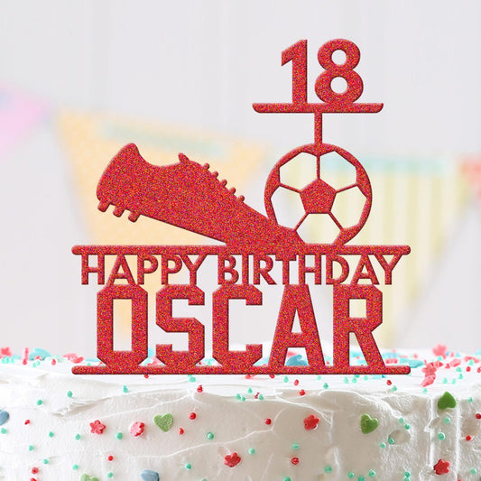 Personalised Acrylic Name Football Sports Birthday Cake Topper Decoration Gift